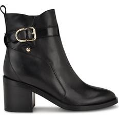 Ankle Boots Square Toe Booties - Black Leather