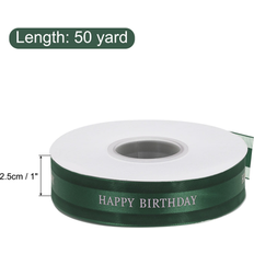 Gift Wrap Ribbons Unique Bargains 1 Inch Happy Birthday Satin Ribbon 50 Yards Ribbon Roll Bow Decoration 50 Yards Dark Green (50 Yards)