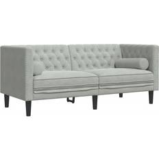 Chesterfield sofaer vidaXL 2-Personers Chesterfield Med Bolsterpuder Fløjl Lysegrå Sofa 3 personers