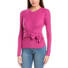 Elastane/Lycra/Spandex Blouses Este Twisted Wrap Cashmere Sweater - Bright Pink