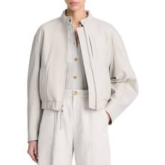 Beige - Unisex Jackets Vince Womens Leather Cropped Bomber Pajamas Set - Vanilla