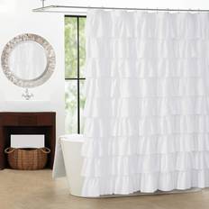 Bathroom Accessories Tianfu White Ruffle Shower Curtain 72 x 72 Inches