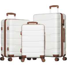 SUGIFT 3 Piece Luggage Sets 20"/24"/28" White