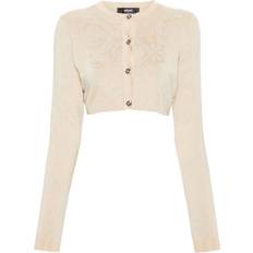 Or Cardigans Versace Barocco Texture Cropped Cardigan - Beige