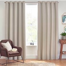 Furn Dawn Linen Thermal Blackout Eyelet Curtain 168 x 183 cm - Cream