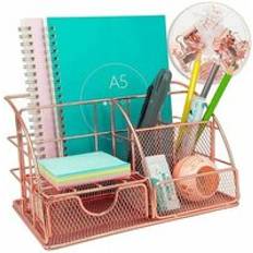 Gold Desktop Organizers Rose Gold Desk Organizer with Drawer - Includes 72 Clips
