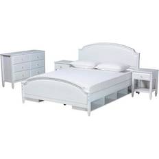 White Bed Packages Baxton Studio Elise Classic Wood Queen Size Bedroom Set