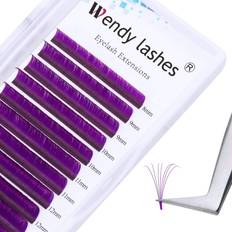 Purple False Eyelashes Wendy Lashes Volume Lash Extensions Purple Easy Fan Volume 8-14mm D Curl Mixed 0.07mm Thickness Self Fanning 4D 5D 6D~10D Easy Fan Cluster Rapid Automatic Blooming Lash Extensions(Purple 0.07-D, 8-14mm)