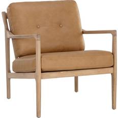 Armchairs Sunpan Lounge Chair In Light Oak Sahara Camel Leather Armchair