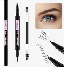 Lavone Eyebrow Pencil, 2-In-1 Waterproof Eyebrow Pen, with 3 Tip Microblading Eyebrow Pen and Ultra-Precise Brow Pencil, Dual-ended Eyebrow Brush, for Eyebrow Makeup Dark Brown