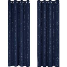 Gardiner & Tillbehör Deconovo Mörkläggningsgardiner 175 x 140 cm - Mörkblå Uppsättning med 2