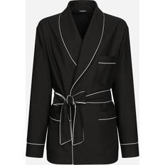 Dolce & Gabbana Men Shirts Dolce & Gabbana Contrast Piping Dressing Gown Shirt Black