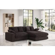 Lilola Home Mystic 105 Inch Corduroy Reversible Sectional Chaise Sofa 3 Seater