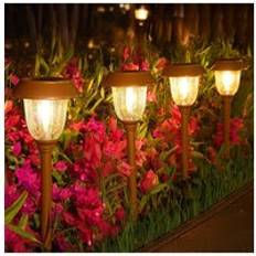H&O Direct 6 Pcs Outdoor Stainless Steel Lawn Pathway Light - Brown