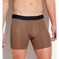 Brown - Women Men's Underwear Pureness Long Leg Boxer Brief - Beige