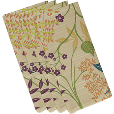 Textiles E by Design Botanical Floral Print Napkins Set of 4 18 x 18 Cloth Napkin Multicolor, Yellow (45.7x45.7)