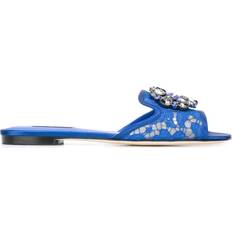 Dolce & Gabbana Laced Slides Dolce & Gabbana Rainbow Lace Brooch-Detail Sandals - Women - Blue