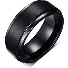 Unisex Rings 8MM Black High Polish/Matte Finish Men's Tungsten Ring Wedding Band 7-12