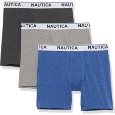 Elastane/Lycra/Spandex - Women Men's Underwear Nautica Men's Stretch Performance Boxer Briefs - Light Grey Heather/Black