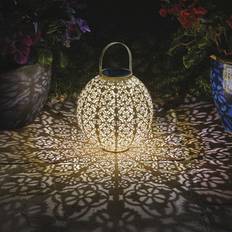 B&Q Marrakech Solar Powered Garden Lantern H23.5 x 22.5 cm Dia - Cream