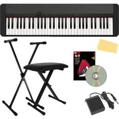 MIDI Keyboards Casio CT-S1 61-key Portable Keyboard Bundle with Adjustable Stand, Bench, Sustain Pedal, Piano Book, Austin Bazaar Instructional DVD, and Polishing Cloth Black