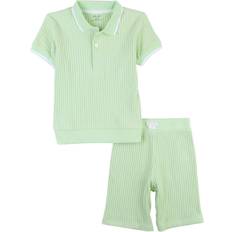 9-12M - Girls Pants Baby Girl Ribbed Flared Ruffle Leggings - Green