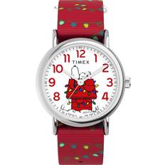 Timex tw2w80800 peanuts weekender red fabric indiglo