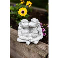 B&Q Stone Effect Kissing Monkeys Garden Statue - One Size