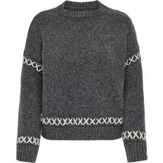 Only Amanda Knitted Pullover - Grey/Dark Grey Melange