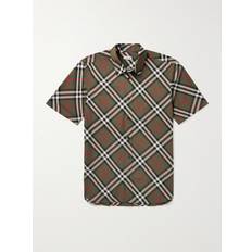 Burberry Herre Skjorter Burberry Checked Cotton-Poplin Shirt - Men - Green