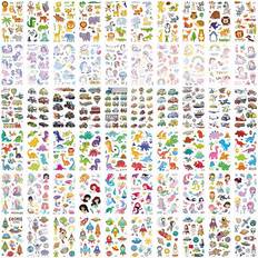 60 Waterproof Fake Tattoo Sticker Set with Dinosaur Animal Space Unicorn Mermaid Car Theme