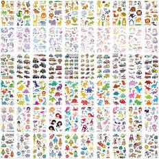 Tatueringar till barn ECHOCUBE 60 Waterproof Fake Tattoo Sticker Set with Dinosaur Animal Space Unicorn Mermaid Car Theme