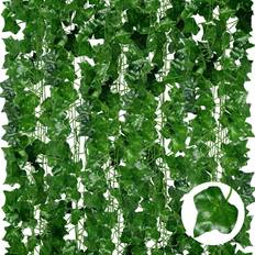 Hanging Artificial Plants ADORAMOUR Ivy Garlands Green Artificial Plant 24pcs