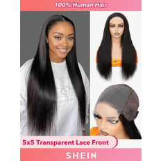 Shein 5x5 Transparent Lace Closure Wigs Human Hair Straight Lace Front Wigs Pre Plucked with Baby Hair 5x5 Lace Frontal Wigs for 180% Density