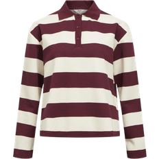 Nainen - Violetti Polo paidat Object Millie Striped Polo Shirt - Cabernet