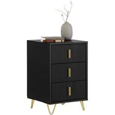 SoBuy Nightstand FBT115-L-SCH Black Bedside Table 40x40cm