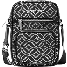 Michael Kors Jet Set Medium Metallic Logo Jacquard Crossbody Bag - Black/Silver