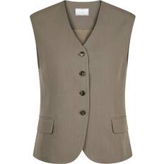 Neo Noir Gamina Structure Waistcoat - Khaki