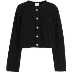 H&M Short Cardigan Made Of structured Knit - Black