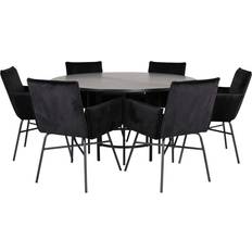 Rundt bord 140cm Kalisom Black Spisebord 140cm 7stk