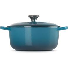 Le creuset gryta 2.4 l Le Creuset Deep Teal Signature Cast Iron Round med lock 2.4 L 20 cm