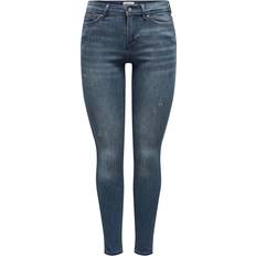 Only Wauw Mid Waist Skinny Fit Jeans - Black/Blue Black Denim