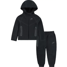 Black - Girls Tracksuits Nike Toddler Sportswear Tech Fleece Full Zip Hoodie Set - Black (76L050-023)