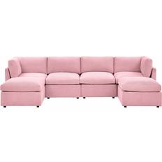 Furniture Wade Logan Annai Pink Sofa 129" 6 6 Seater