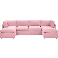 Wade Logan Annai Pink Sofa 129" 6pcs 6 Seater