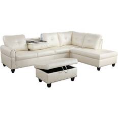 Corner Sofas Red Barrel Studio Adebisi Off-White Sofa 97.5" 3 5 Seater