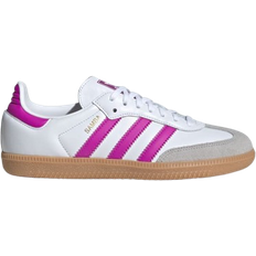 Adidas White Children's Shoes Adidas Junior Samba OG - Cloud White/Purple Burst/Gum