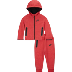 Red nike tech kids Nike Baby Sportswear Tech Fleece Full Zip Hoodie Set - Light University Red Heather (66L050-R1K)