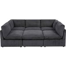 Latitude Run 6 - Piece Dark Gray Corduroy Sectional Sofa 98" 6 Seater