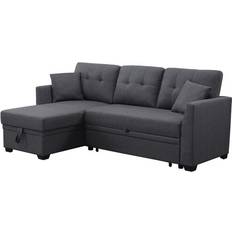 Ebern Designs Furniture Ebern Designs Navaeh Dark Gray Sofa 81.5" 3 Seater